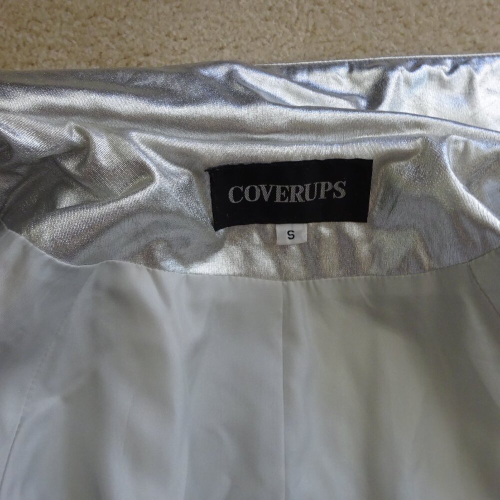 Silver Metallic Trenchcoat Jacket, Small - image 8